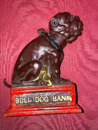 Vintage Cast Iron Mechanical Bull Dog Bank