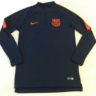 Men’s Nike Fc Barcelona Soccer 1/4 Zip Pullover Sweatshirt Size Adult Small