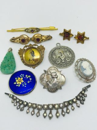 Antique Silver Rolled Gold Cameo Art Nouveau Joblot Jewellery