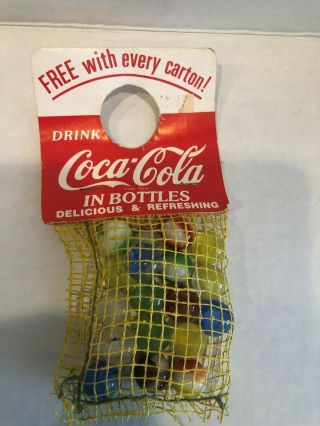 Vintage 1950 ' s Drink Coca - Cola In Bottles Promo Bag Of Marbles 2