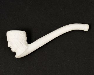 Vintage White Clay Pipe Germany Indian Chief Bust 3.  5 " Long X 1.  25 " Tall