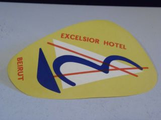 Excelsior Hotel Beirut Vintage Luggage Label 11/2