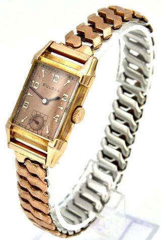 Vintage Bulova Watch 14k Gold Filled Caliber 7ak 21 Jewel Men 