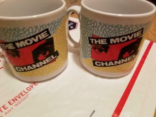 Two 2 Set The Movie Channel Vintage Cable Tv Coffee Mug Cup Rare Showtime Hbo
