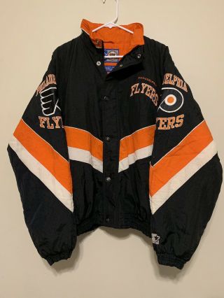 Vintage Nhl Philadelphia Flyers Starter Zip Hooded Jacket Men’s Size Large L