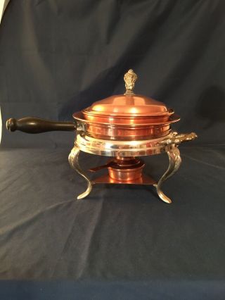 Vintage Copper Chafing Dish W/stand & Burner 6pc