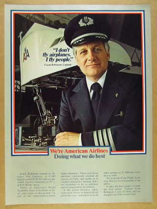 1980 American Airlines Pilot At Flight Academy Simulator Photo Vintage Print Ad