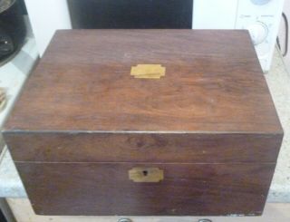 Antique Mahogany And Brass Writing Slope Box