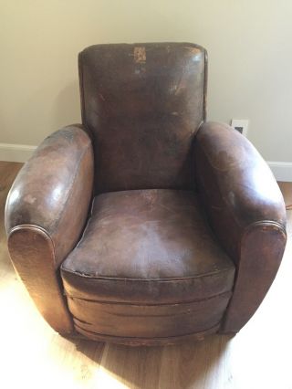 Vintage Brown Leather Arm Chair Distressed Club Library Accent (pair - 2 England)