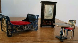 Dollhouse Miniature Antique Chinoiserie Bedroom Late 19th Century Uk? Gorgeous