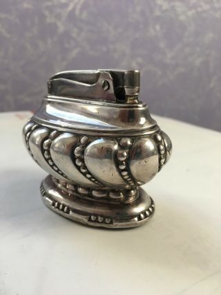 Antique Vintage 1950s Ronson Crown Silver Plated Table Lighter.