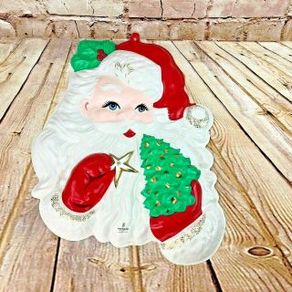 Vintage Artform Christmas Santa Claus Face Plastic Christmas Mid Century Retro