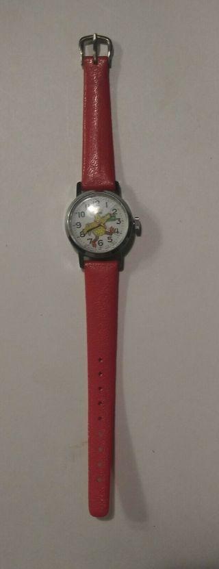 Vintage Big Bird Sesame Street Wind Up Wrist Watch Swiss Made RUNS WELL 2