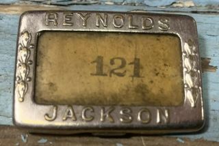 Antique Vtg 20s - 30s Reynolds Jackson Michgian 1.  25 " 121 Employee Badge Pin