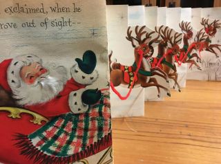 Large Vintage Hallmark Night Before Christmas Fold Out Card Mid Century Santa,