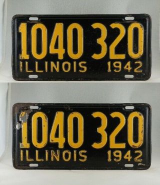 1942 Illinois Passenger License Plate Pair -
