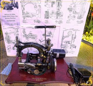 Rare Willcox & Gibbs Type 200 Straw Braid Visible Stitch Sewing Machine,  C 1905