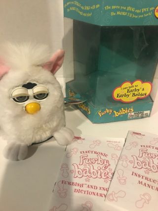 Vintage 1999 White With Pink Ears Furby Baby Tiger Electronics With Tags