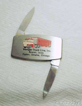 Vintage ZIPPO Pocket Knife & File Advertised Wenger Truck Lines Beaver Iowa 2