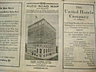 RARE ANTIQUE 1919 SPECIAL MADE TO ORDER YORK & PHILADELPHIA AREAS ROAD MAP 2