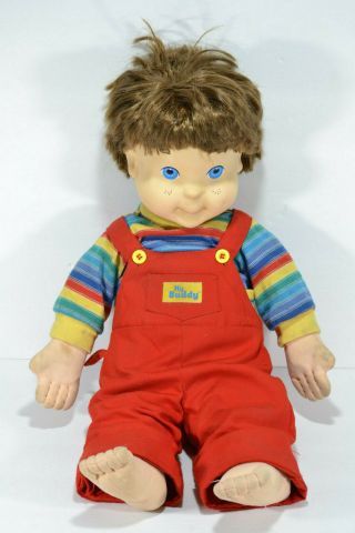 My Buddy 1985 Vintage Hasbro Doll Blue Eyes Brown Hair Clothes 23 " Has Stains