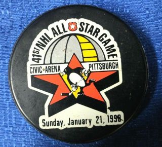 Nhl All - Star Game Puck 1990 Pittsburgh Penguins Ziegler Gencorp Gt3 Slug