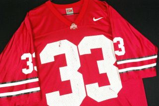 Nike Ohio State Buckeyes Football Jersey Mens Medium 33 Red Osu Home