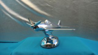 Vintage Airplane Chrome Art Deco Cigarette Lighter Gunman Wildcat F4f Aircraft