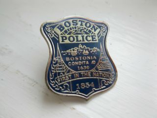 Vtg Boston Ma Massachusetts Police Mini Badge Lapel Pin First In The Nation 1854