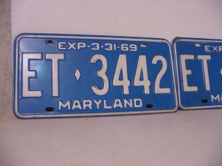 1969 Maryland Md Matched License Plates