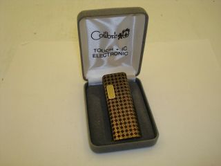 Vintage Colibri Electronic Lighter Adjustable Flame Japan Black And Gold