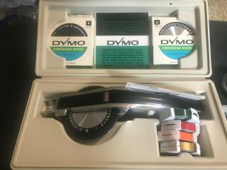 Vintage Dymo 1570 Chrome Label Maker Deluxe Tapewriter Kit Bundle (b)