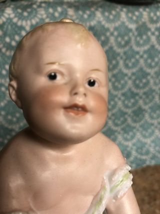 Vintage Sitting Porcelain Bisque Piano Baby Girl Gebruder Heubach Germany