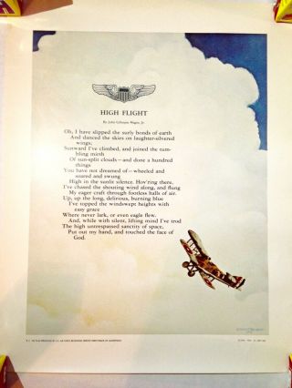 Vintage Usaf Recruiting Office Poster High Flight By John Gillespie Magee 1973