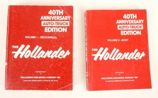 Vtg 1974 The Hollander 40th Edition Auto - Truck Vol.  1 - 2 Mechanical & Body - Xlnt