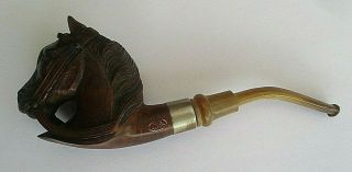 Vintage Hand Carved " Horses Head " Smoking Pipe H G Of Paris In A
