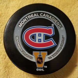 Montreal Canadiens Vs Vancouver Canucks Nhl Hockey Puck Official Game Puck