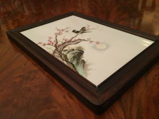 A Rare Chinese Famille Rose Porcelain Plaque,  Artist Signed. 3