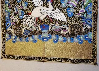 Antique Chinese Embroidered Silk Civil Rank Badge Mandarin Square Buzi Very Fine 3
