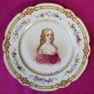 Antique Sevres Porcelain Portrait Plate Mme De Montespan Painted By Debrie 1846