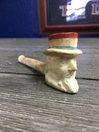 Vintage Clay Tobacco Smoking Pipe Made In Japan With Uncle Sam Design