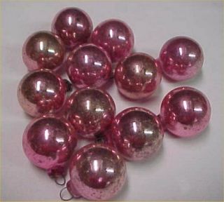 12 Vintage Mercury Glass Christmas Feather Tree Ornaments Antique Pink Estate