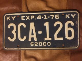 1976 Kentucky Vehicle License Plate - Ky - Vintage - Tag - 3ca - 126 - 62000