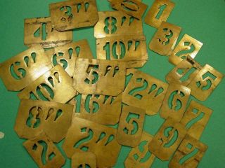 Vintage Antique Brass Number Stencils With Inches