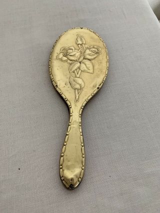 Antique/vintage/wood/brass/hand Held Mirror/beveled/roses