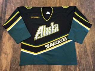 Vintage Uaa Alaska Anchorage Seawolves Hockey Jersey Made In Usa Mens Size Xxl