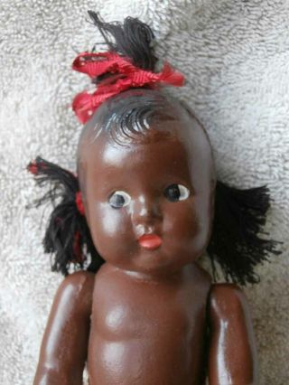 Cute Depression Era Vintage Composition African American Black Doll 7 1/4 "