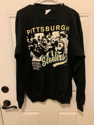 Vintage Logo 7 Pittsburgh Steelers Sweatshirt Xl Made In The Usa Nfl