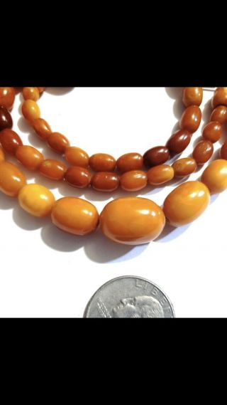 Vtg Antique Butterscotch Egg Yolk Amber Beads Necklace 21 Grams