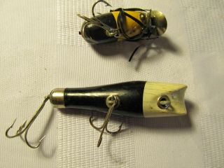2 Vintage Tulsa Tackle Oklahoma Di - Dipper Lures,  Bee And Popper,